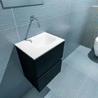 Mondiaz ada 40 cm toiletmeubel urban. Lex wastafel talc rechts zonder kraangat