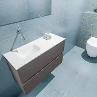 Mondiaz ada 80 cm toiletmeubel dark grey. Lex wastafel talc links zonder kraangat