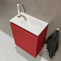 Mondiaz ture 40 cm toiletmeubel fire. Eden wastafel talc rechts 1 kraangat