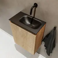 Mondiaz ture 40 cm toiletmeubel washed oak. Eden wastafel urban rechts geen kraangat