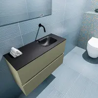 Mondiaz ada 80 cm toiletmeubel army. Lex wastafel urban rechts zonder kraangat