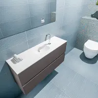 Mondiaz ada 100 cm toiletmeubel dark grey. Lex wastafel talc midden 1 kraangat