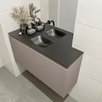 Mondiaz olan 100 cm toiletmeubel smoke. Lex wastafel urban midden geen kraangat
