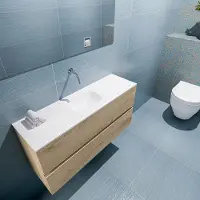 Mondiaz ada 100 cm toiletmeubel washed oak. Lex wastafel talc midden zonder kraangat