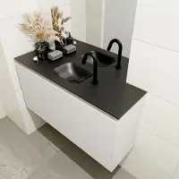 Mondiaz olan 100 cm toiletmeubel linen. Lex wastafel urban midden 1 kraangat