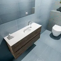 Mondiaz ada 100 cm toiletmeubel dark brown. Lex wastafel talc midden 1 kraangat