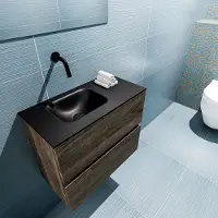 Mondiaz ada 60 cm toiletmeubel dark brown. Lex wastafel urban links zonder kraangat
