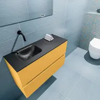 Mondiaz ada 80 cm toiletmeubel ocher. Lex wastafel urban links zonder kraangat