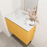 Mondiaz OLAN 80cm toiletmeubel ocher. LEX wastafel talc links geen kraangat
