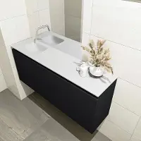 Mondiaz olan 120 cm toiletmeubel urban. Lex wastafel talc links geen kraangat