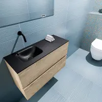 Mondiaz ada 80 cm toiletmeubel washed oak. Lex wastafel urban links zonder kraangat