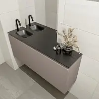 Mondiaz olan 120 cm toiletmeubel smoke. Lex wastafel urban links 1 kraangat