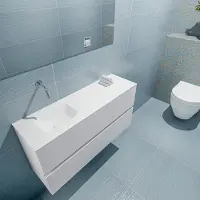 Mondiaz ada 100 cm toiletmeubel talc. Lex wastafel talc links zonder kraangat