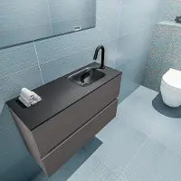 Mondiaz ada 80 cm toiletmeubel dark grey. Lex wastafel urban rechts 1 kraangat