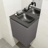 Mondiaz Olan 40cm toiletmeubel dark grey met wastafel urban rechts geen kraangat