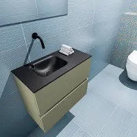 Mondiaz ADA 60cm toiletmeubel army. LEX wastafel urban links zonder kraangat