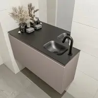 Mondiaz olan 100 cm toiletmeubel smoke. Lex wastafel urban rechts 1 kraangat
