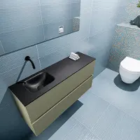Mondiaz ADA 100cm toiletmeubel army. LEX wastafel urban links zonder kraangat