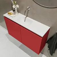 Mondiaz ture 80 cm toiletmeubel fire. Eden wastafel talc midden geen kraangat