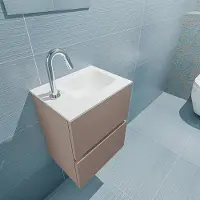 Mondiaz ADA 40cm toiletmeubel smoke. LEX wastafel talc rechts 1 kraangat