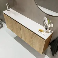 Mondiaz ture 120 cm toiletmeubel washed oak. Eden wastafel talc links 1 kraangat