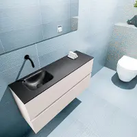 Mondiaz ada 100 cm toiletmeubel linen. Lex wastafel urban links zonder kraangat