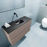 Mondiaz ADA 80cm toiletmeubel smoke. LEX wastafel urban midden zonder kraangat