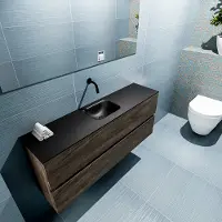 Mondiaz ADA 120cm toiletmeubel dark brown. LEX wastafel urban midden zonder kraangat