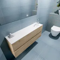 Mondiaz ada 120 cm toiletmeubel washed oak. Lex wastafel talc rechts 1 kraangat