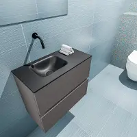 Mondiaz ada 60 cm toiletmeubel dark grey. Lex wastafel urban links zonder kraangat