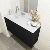 Mondiaz olan 100 cm toiletmeubel urban. Lex wastafel talc links 1 kraangat