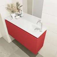 Mondiaz olan 100 cm toiletmeubel fire. Lex wastafel talc rechts 1 kraangat