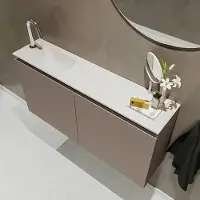 Mondiaz ture 100 cm toiletmeubel smoke. Eden wastafel talc links 1 kraangat