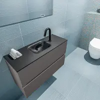Mondiaz ada 80 cm toiletmeubel dark grey. Lex wastafel urban midden 1 kraangat