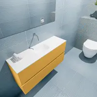 Mondiaz ada 100 cm toiletmeubel ocher. Lex wastafel talc midden zonder kraangat