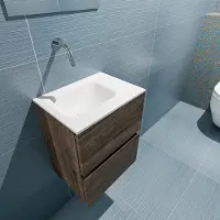 Mondiaz ada 40 cm toiletmeubel dark brown. Lex wastafel talc links zonder kraangat