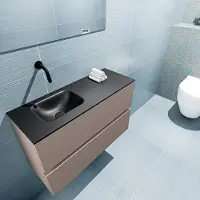 Mondiaz ada 80 cm toiletmeubel smoke. Lex wastafel urban links zonder kraangat