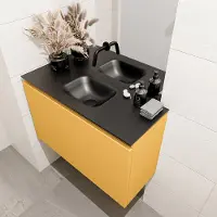 Mondiaz olan 80 cm toiletmeubel ocher. Lex wastafel urban midden geen kraangat