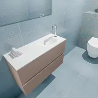 Mondiaz Ada 80cm toiletmeubel smoke met wastafel talc rechts 1 kraangat