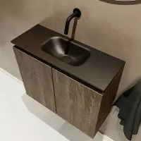 Mondiaz ture 60 cm toiletmeubel dark brown. Eden wastafel urban midden geen kraangat