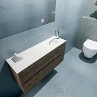 Mondiaz ada 100 cm toiletmeubel dark brown. Lex wastafel talc rechts 1 kraangat