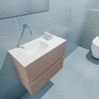 Mondiaz ada 60 cm toiletmeubel smoke. Lex wastafel talc links zonder kraangat