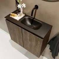 Mondiaz ture 60 cm toiletmeubel dark brown. Eden wastafel urban rechts geen kraangat