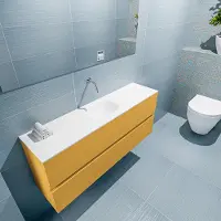 Mondiaz ada 120 cm toiletmeubel ocher. Lex wastafel talc midden zonder kraangat