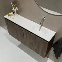 Mondiaz ture 100 cm toiletmeubel dark brown. Eden wastafel talc rechts geen kraangat