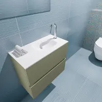 Mondiaz ada 60 cm toiletmeubel army. Lex wastafel talc rechts 1 kraangat