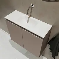 Mondiaz ture 60 cm toiletmeubel smoke. Eden wastafel talc midden geen kraangat