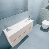 Mondiaz ada 100 cm toiletmeubel linen. Lex wastafel talc rechts 1 kraangat