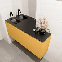 Mondiaz olan 120 cm toiletmeubel ocher. Lex wastafel urban links 1 kraangat