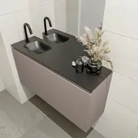 Mondiaz olan 100 cm toiletmeubel smoke. Lex wastafel urban links 1 kraangat